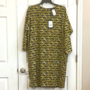 NWT Weekend MAX MARA Colonia Dress Lime Geometric 3/4 Sleeve Size 14